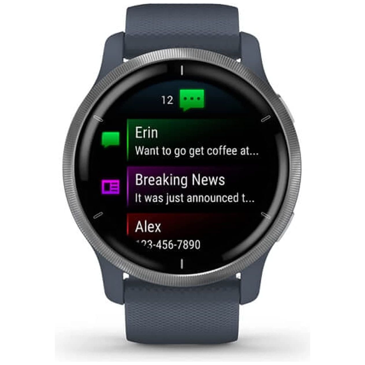 Buy Garmin,Garmin Venu 2 GPS smartwatch with all-day health monitoring, Silver Bezel with Granite Blue Case and Silicone Band - Gadcet.com | UK | London | Scotland | Wales| Ireland | Near Me | Cheap | Pay In 3 |